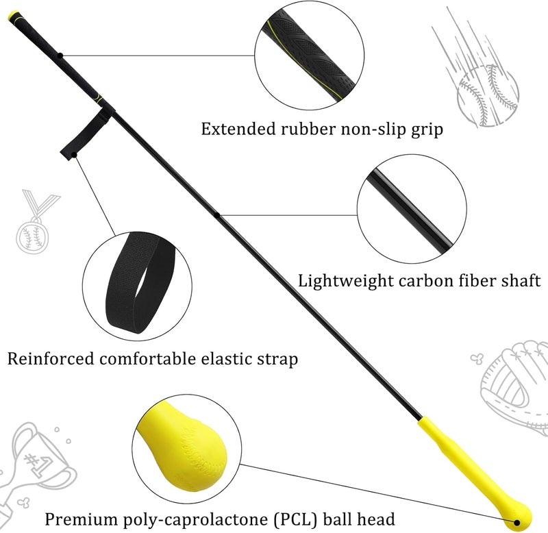 DEHAI Baseball Hitting Stick,Batting Practice Equipment for Baseball and Softball,Extended Handlebar with Grip Strap,Ideal One-on-One Baseball Training Equipment - Image 5